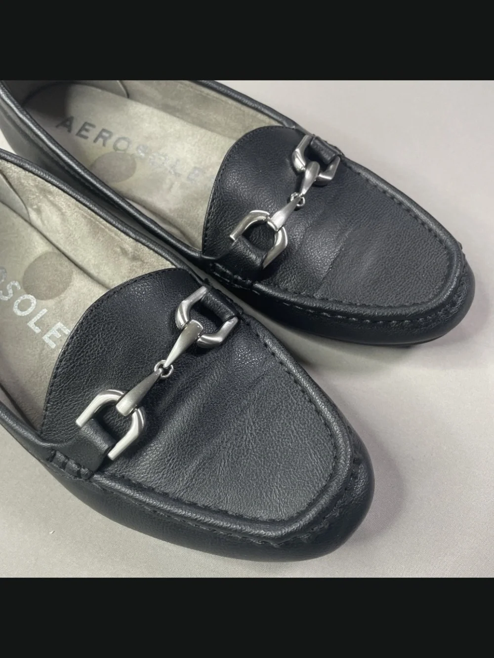 Aerosoles Shoes Womens 9 black leather horse bit loafer day drive classic